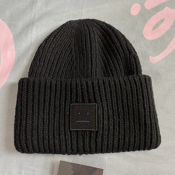 Black Unisex Acne Studios Knit Wool Hat - Picture 1 of 6